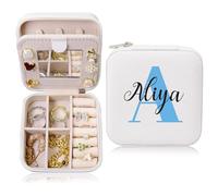 TICBIC Boite A Bijoux Personnalisée,Boîte à Bijoux Personnalisée avec Nom,Petit étui de Voyage pour Bijoux avec Miroir,Cadeaux Personnalisés pour Femmes, Cadeaux pour Demoiselles d'honneur.