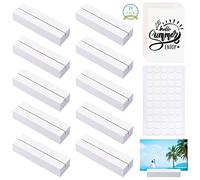 Ticeed 10 Pièces Porte Menu Mariage avec 20 Cartes et 50 Points de Colle, Marque Place Bois Porte Photo Bois Support Menu Mariage pour Decoration Mariage Champetre Restaurant Anniversaire Fêtes