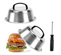 Ticeed 2PCS Cloche de Cuisson, Cloche Hamburger Cloche Chauffante Cloche à Fromage Couvercle de Barbecue avec Tournevis pour Fromage Fondu Steak Hamburger Barbecue (22x22x7.5cm)