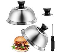 Ticeed 2PCS Cloche de Cuisson, Cloche Hamburger Cloche de Cuisson Steak Cloche à Fromage Cloche Alimentaire INOX pour Fromage Fondu Steak Hamburger Barbecue (16.2 * 16.2 * 6.5cm)