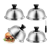 Ticeed 4PCS Cloche de Cuisson, Cloche Hamburger Cloche de Cuisson Steak Cloche à Fromage Cloche Alimentaire INOX pour Fromage Fondu Steak Hamburger Barbecue (16.2 * 16.2 * 10cm)