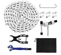 Ticeed Chaîne de Vélo 116 Maillons 6/7/8 Vitesses, Kit de Réparation de Chaîne de Vélo avec Pince Chaine, Derive Chaine, Crochet de Chaîne, Nettoyant Chaine Velo, Maillons Manquants