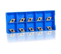 TICFOX 10 pièces Inserts de lame en carbure CNC, DCMT070204 US735 Plaquettes de Tournage en Carbure de Tungstène Fraise à lame Tour outils tour a metaux avec boîte pour Tours, Fraiseuses