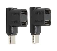 Ticfox 2pcs USB C 3.1 Adaptateur d'angle de 90 degrés 10 Gbit/s USB 3.1 Type C mâle vers Double USBC 3.1 Femelle Connecteur à Angle Droit pour Les Jeux et Le Chargement Matériau AB
