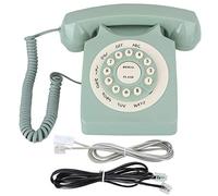Ticfox Antique Européen Vintage Téléphone Fixe Vert Haute Définition Appel Grand Bouton Transparent Maison Bureau Rétro Style ABS Robuste Durable