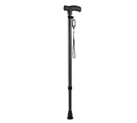 Ticfox Canne de marche télescopique pliable avec lumière LED, poignée antidérapante, plage de réglage de 86 à 96 cm, convient pour les personnes âgées, les hommes et les femmes, la randonnée avec