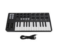 Ticfox Contrôleur de clavier MIDI USB à 25 touches, professionnel, portable, 8 pads de batterie rétroéclairés avec écran OLED, mode accord, mode échelle pour musiciens et producteurs