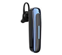 TICFOX Écouteurs Bluetooth mains libres sans fil avec microphone, son stéréo intra-auriculaire et réduction du bruit, E1 Bluetooth pour voiture, bureau, affaires, sport (noir bleu)