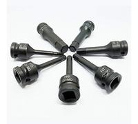 Ticfox Jeu d'embouts de douilles à percussion, 7 pièces, entraînement de 3/8 pouces, clé hexagonale en acier au chrome-molybdène, embout Allen métrique, jeu d'embouts de douille cannelée