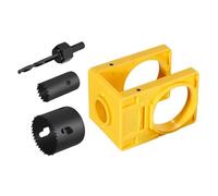 TICFOX Kit d'installation de serrure de porte, ensemble de scies cloches pour serrure de bouton de porte, outils manuels en acier au carbone avec gabarit de guidage, outil de (Jaune)