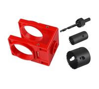 TICFOX Kit d'installation de serrure de porte, ensemble de scies cloches pour serrure de bouton de porte, outils manuels en acier au carbone avec gabarit de guidage, outil de (Rouge)