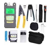 Ticfox Kit D'outils de Terminaison à Fibre Optique FTTH, 15 PCS Set Kit D'outils de Fibre Optique 3 en 1 Fibre Optique Cliaver 2,5 Mm Interface OPM VFL FTTH Optic Kit