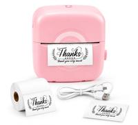 Ticfox Mini Imprimante Thermique Portable, Mini Imprimante D'étiquettes Bluetooth sans Fil avec Application pour Notes D'étude, Diagrammes Anatomiques, Photos,Tablette (Rose)