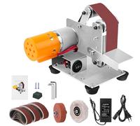 TICFOX Mini ponceuse à bande, ponceuse électrique, avec 30 bandes abrasives de 30 x 330 mm, 7 niveaux réglables, grain 120/320/600/800/1000, multifonction 3 en 1