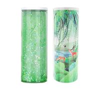 TICFOX NBX Trousses à crayons multifonctions sur pied avec sables mouvants, double couche cylindrique, joli porte-sac à stylos avec miroir, bloc-notes effaçable, calculatrice, (Verte)