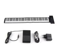 Ticfox Piano Enroulable 88 Touches Double Corne Bluetooth Fonction MIDI Alimenté par Batterie Pliable Portable Roll Out Piano pour Débutants Professionnels Musiciens Noir