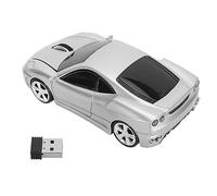 Ticfox Souris sans fil Style voiture de sport 2,4 GHz USB 1600 DPI Phare LED Ergonomique Bureau Gaming Souris pour ordinateur portable Ordinateur de bureau Argent ABS