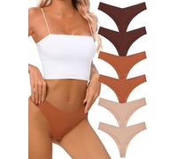 tichers Lot de 6 Strings sans couture pour femmes, coupe en V, strings extensibles, respirants, look sexy, X-Small