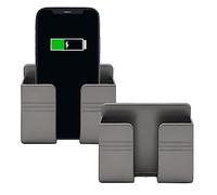 TiciKim Lot de 2 supports muraux pour téléphone portable avec adhésif 3M, support mural pour chargeur, télécommande, support mural pour lit, salon, gris