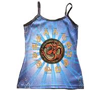 Ticila Damen Spaghetti Plat sur le dessus pour homme Blau OM AUM Symbole Mantren hindou Psychodelic Goa Trance DJ Beach Party Kunst Art Religion étoiles Design vintage Motif Tattoo - Bleu -