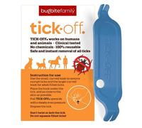 tick-off | Tire Tique destinés aux Humains, aux Chiens, aux Chats et aux Chevaux | Testé cliniquement | Breveté | Double Face Anti puces Maison | Poignée Ergonomique | Paquet de 1 unité | Bleu…