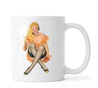 Tick Tack Toe Pin Up Babe Tasse à thé café en céramique Blanc