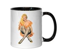 Tick Tack Toe Pin Up Babe Tasse à thé café en céramique Noir