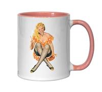 Tick Tack Toe Pin Up Babe Tasse à thé café en céramique Rose