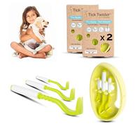 Tick Twister Tire Tique pour Chien, Chat et Humain (Lot de 2 Sets de 3) - Retrait Facile, Rapide et sans Douleur - Pince à Tique avec Boîte de Rangement, Idéal en Voyage et à la Maison (Vert, 2 Sets)