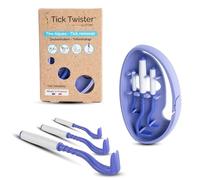 Tick Twister Tire Tique pour Chien, Chat et Humain (Set de 3) - Retrait Facile, Rapide et sans Douleur - Pince à Tique avec Boîte de Rangement, Idéal en Voyage et à la Maison (Violet, 1 Set)