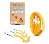 Tick Twister Tire Tique pour Chien, Chat et Humain (Set de 3) - Retrait Facile, Rapide et sans Douleur - Pince à Tique avec Boîte de Rangement, Idéal en Voyage et à la Maison (Orange, 1 Set)