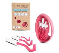 Tick Twister Tire Tique pour Chien, Chat et Humain (Set de 3) - Retrait Facile, Rapide et sans Douleur - Pince à Tique avec Boîte de Rangement, Idéal en Voyage et à la Maison (Rose, 1 Set)