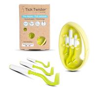 Tick Twister Tire Tique pour Chien, Chat et Humain (Set de 3) - Retrait Facile, Rapide et sans Douleur - Pince à Tique avec Boîte de Rangement, Idéal en Voyage et à la Maison (Vert, 1 Set)