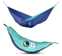 Ticket to the Moon Fair Trade & Artisanal 1-2 Personnes Léger Original-Hamac Bleu Roi/Turquoise pour Voyages, Camping, Jardin, XL 3.2 * 2m, 600g, Nylon en Soie De Parachute, Installation < 1min