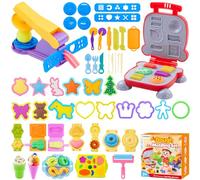 TicKiddos Lot de 50 outils de pétrissage pour enfants - Avec rôtissoire à hamburger - Emporte-pièces - Extrudeuse - Jouet éducatif pour garçons et filles