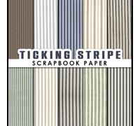 Ticking Stripe Scrapbook Paper: 20 Double Sided Sheets 8.5 x 8.5 for Scrapbooking, Mixed Media Art, Junk Journals, Crafting projects, Origami, and More | Premium Color
