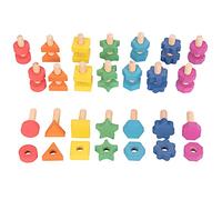 TickiT 73999 Rainbow Wooden Nuts & Bolts Pack of 21, Arc-en-ciel, 6.5 cm