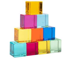 tickit Gem Cubes, 10 Cubes acryliques Arc-en-Ciel | Cubes colorés à trier, compter et empiler pour explorer motifs, lumière et reflets.