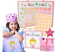 Tickle & Main Princess Coffret cadeau d'apprentissage de la propreté avec livre, tableau de propreté, aimants étoiles et couronne de récompense pour les petites filles