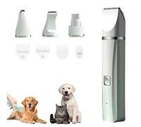 Tickle Paw 4 in 1 Electric Pet Grooming Kit - Hair Trimmer, Clippers, Nail Grinder for Cats & Dogs, Precision Trimming,Pet Paw Shaver with 4 Guide Combs for Paws, Ears, Face (White)