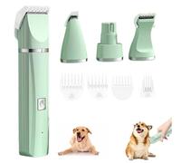 Tickle Paw 4 in 1 Electric Pet Hair Trimmer, Quiet Dog Nail Grinder & Paw Trimmer,Pet Paw Shaver W/Powerful Motor, Rechargeable Low Noise Cat Hair Trimmer, for Cat Dogs Paws Face Ears (Green)