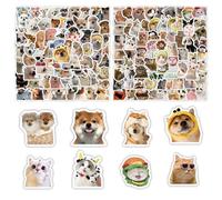 TICKLELY 200 Autocollants Drôles Meme Chat/Chien - Stickers Vinyle Étanche pour Ordinateur Portable, Bouteille d'Eau, Scrapbooking et Décorations Kawaii