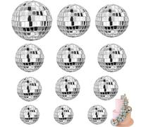 TICKLELY Boule de Décoration - Accessoire Disco pour Gâteau, Boule de Facettes de Disco, Idéale pour les Fêtes et Les Anniversaires à Thème des Années 80（Ensemble de 12 pièces）