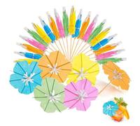 TICKLELY Cocktail Ombrelle - Mini Parasol pour Cocktail, Cure Dent en Bois, Pic Apéritif, Décoration de Cocktail Multicolore