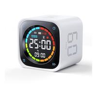 Ticktime TK3 Minuteur Pomodoro, Préréglages 5/10/30/60 Min, Compte à Rebours Personnalisé, Chronomètre & Horloge, 3 Alarmes, Silencieux/Vibration/Son, Rechargeable pour TDAH Bureau Études Tâches,Blanc