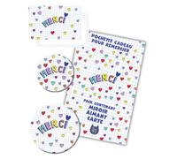 Ticky-Tacky Kit Cadeau Merci Coeurs Pack Carte + Miroir + Aimant Version Cœurs | Cadeau pour la maîtresse, la nounou…