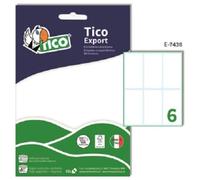 Tico E-7438 Pack de 10 Feuilles d'étiquettes (60 etiquettes de 74x38 mm) autocollantes Blanc