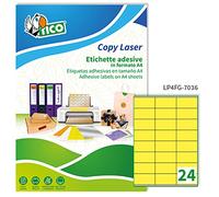 Tico LP4FG-7036 Étiquettes jaunes fluorescentes avec marges, 70 feuilles, 70 x 36, jaune