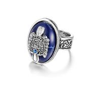 Ticome Bague Vampire Damon, Punk Vampire Damon Daylight Bague, Bohème Sculpté, Lapis Lazuli Naturel, Alliage Vintage Bijoux, Bijoux Cadeaux (Taille P)