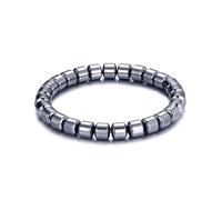 Ticome Bracelet extensible en hématite pour homme et femme, perles en pierre cylindrique, bracelet anti-stress réglable, bijou de poignet vintage tendance et inspirant